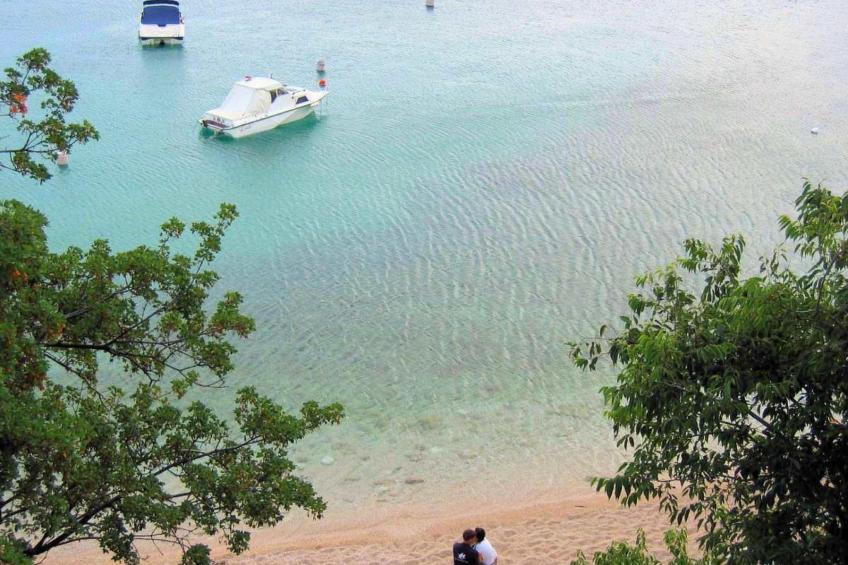 am schönen Kieselstrand.