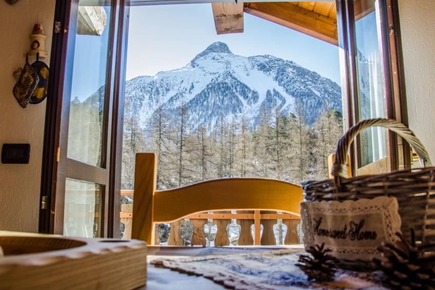 Helle, panoramische Wohnung in den Alpen.