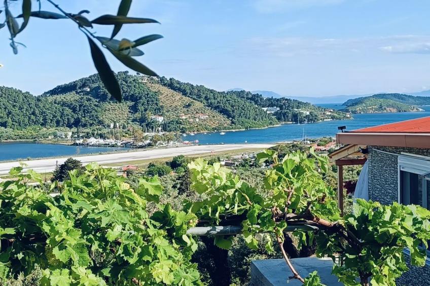 Berge und die ikonische Landebahn des Flughafens Skiathos - foto 2