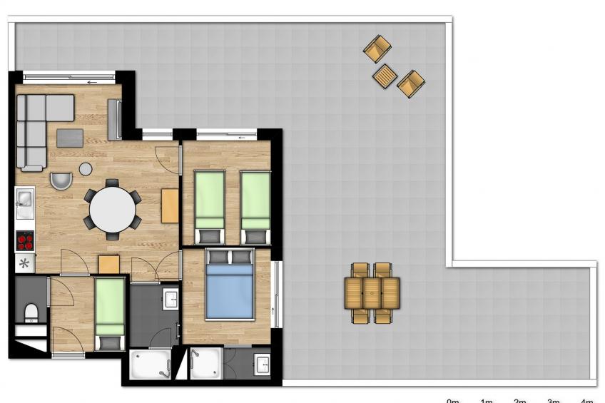 New deluxe penthouse for 6 people with 2 bedrooms - foto 9