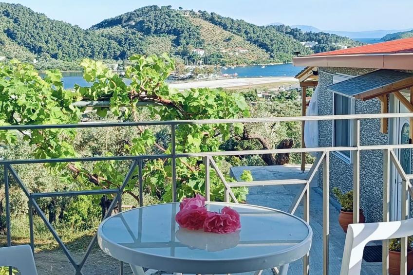 Berge und die ikonische Landebahn des Flughafens Skiathos - foto 4