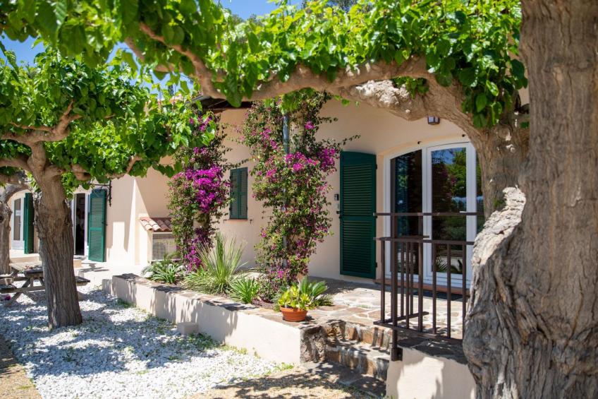 im Herzen eines Weinguts, schattige Terrasse mit Meerblick, Pool