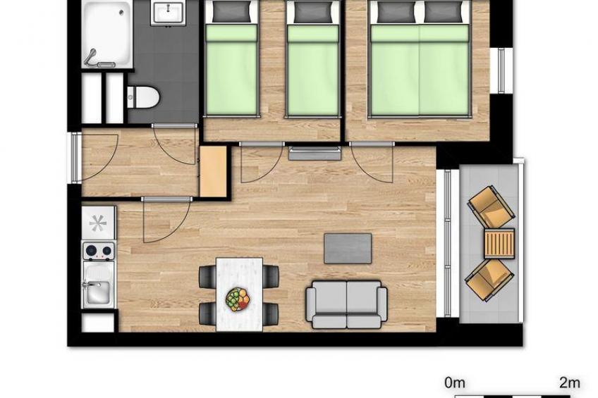 Family suite for 4 people with single beds and balcony - foto 7